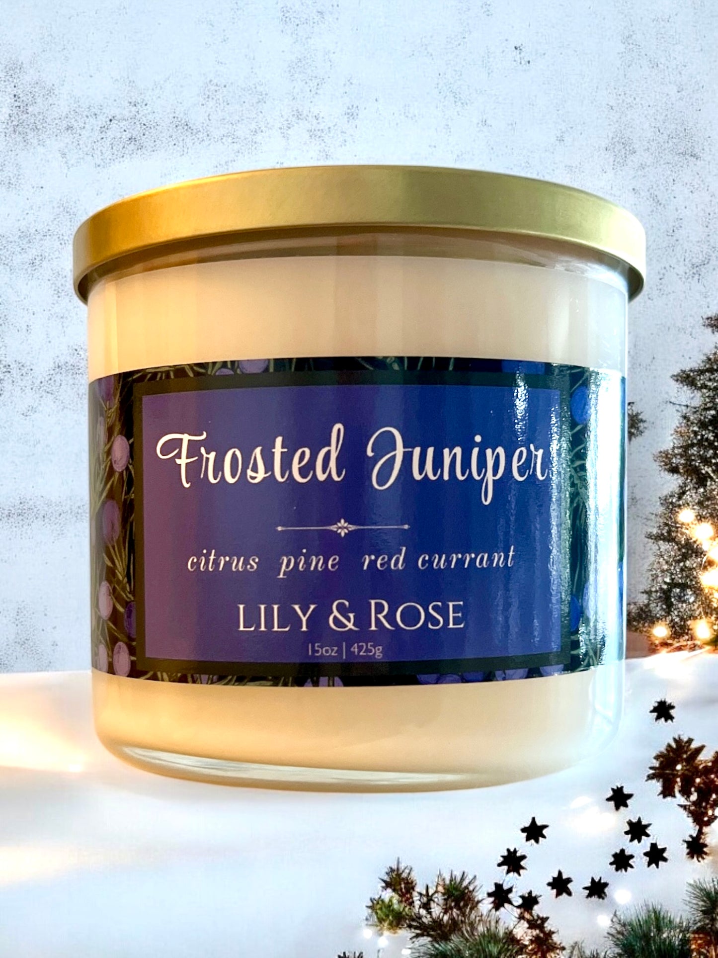 Frosted Juniper Holiday Candle_15oz - LILY & ROSE