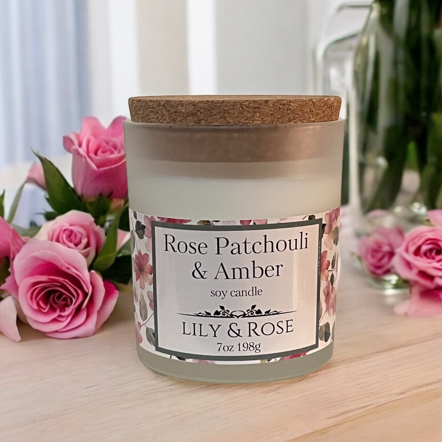 Rose Patchouli + Amber_Soy Candle_7oz - LILY & ROSE