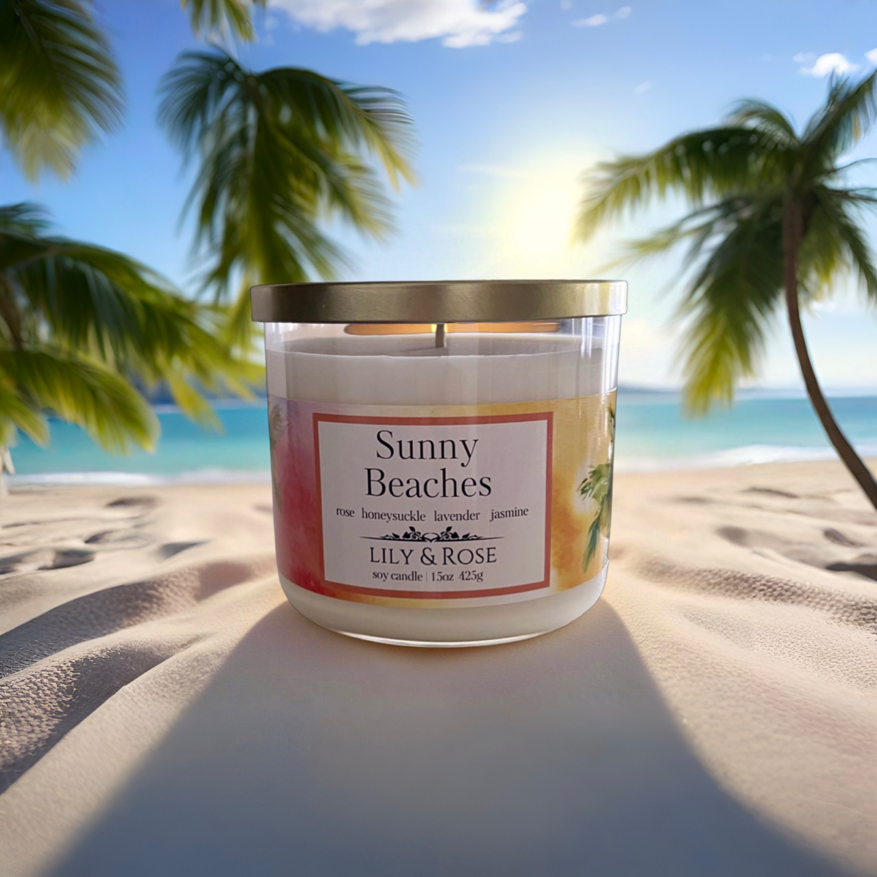 ** NEW** Sunny Beaches 15oz Soy Candle - LILY & ROSE