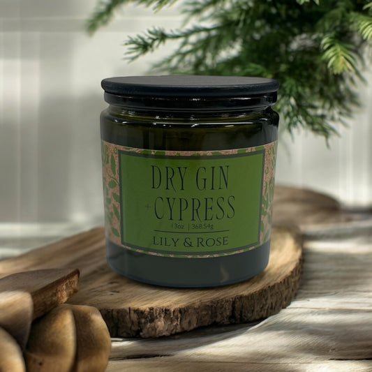 Dry Gin + Cypress | 13oz Coconut Soy | Black Wood Lid