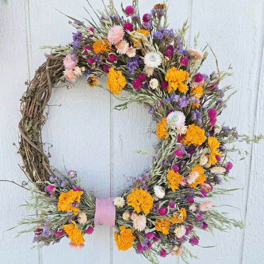 18” Dried Floral Wreath_Garden Party