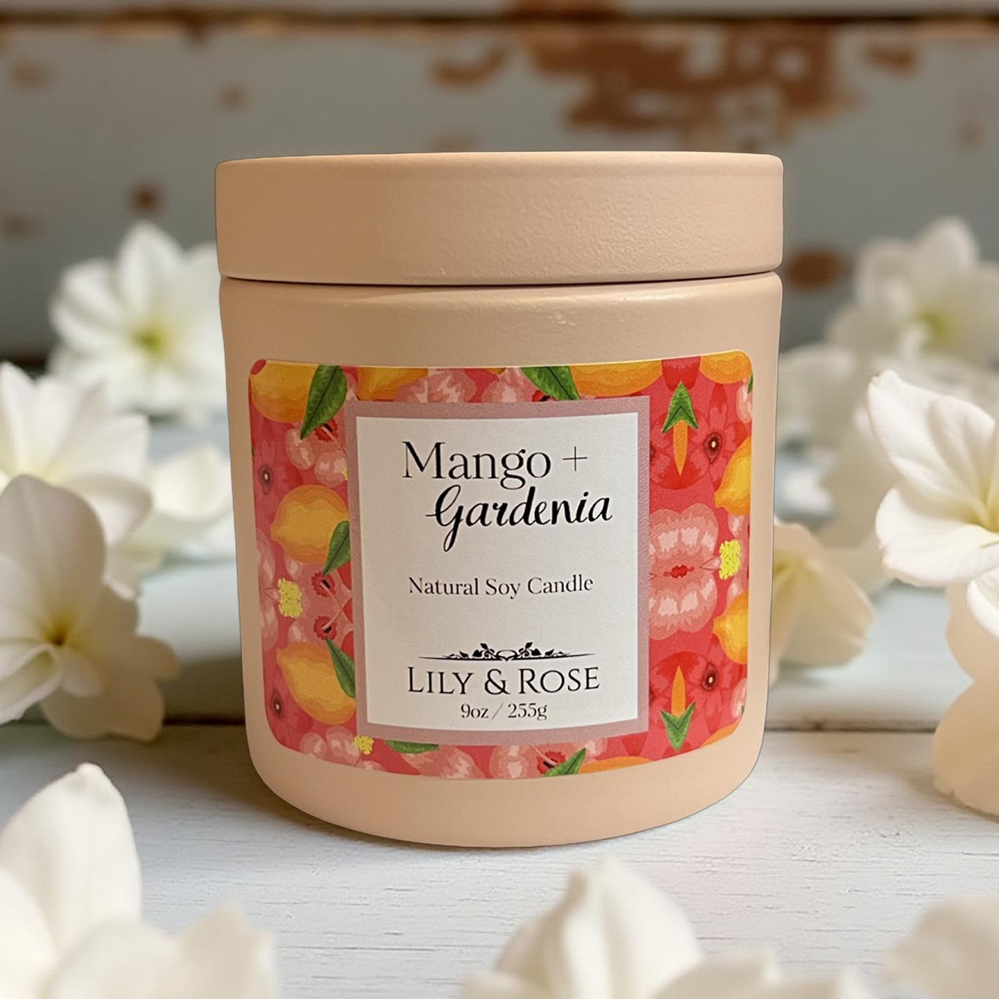 Mango + Gardenia_Soy Candle_9oz Tin