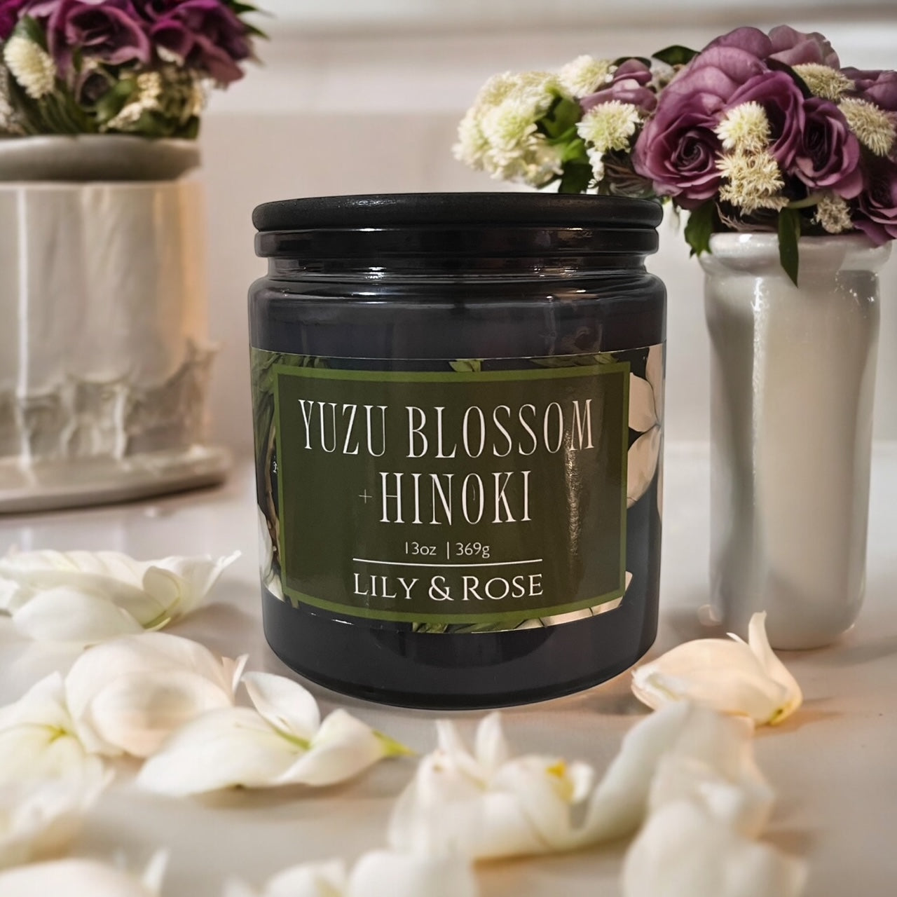 Yuzu Blossom + Hinoki | 13oz Coconut Soy Candle | Black Lid