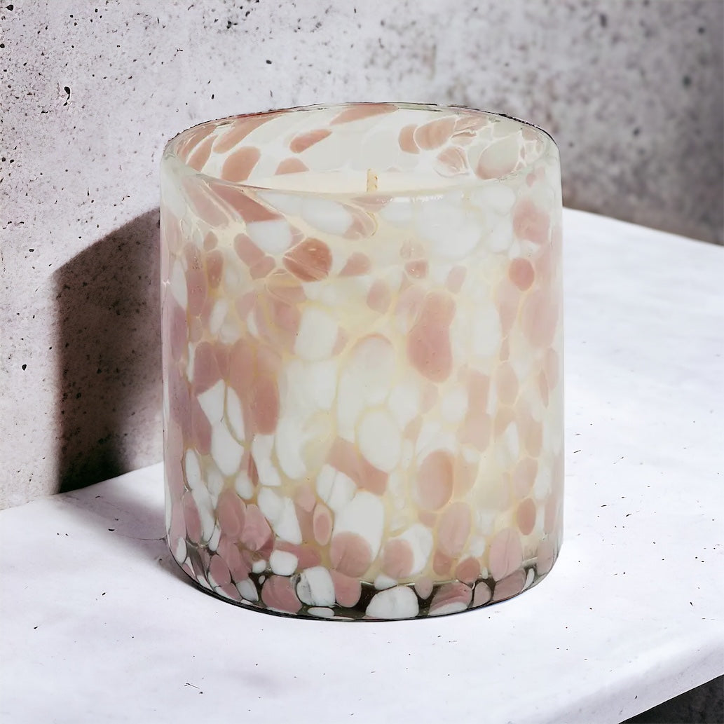 Paloma Sunset | Hand Blown Recycled Glass | Confetti 8oz Soy Candle - LILY & ROSE 