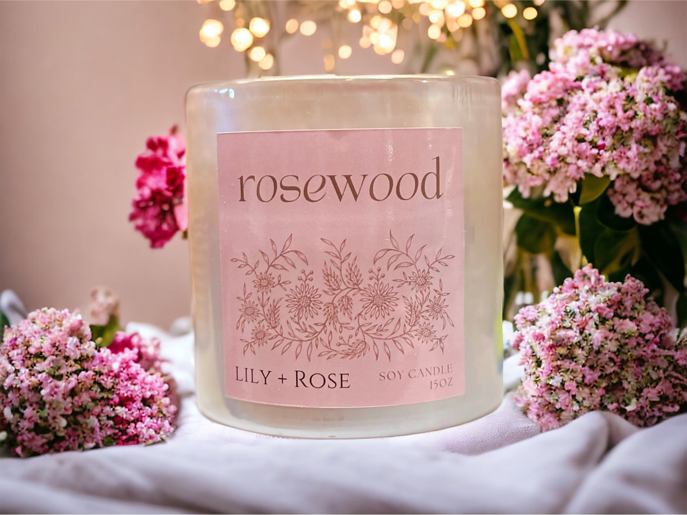 Rosewood | 15oz Soy Candle | Glass Tumbler - LILY & ROSE 