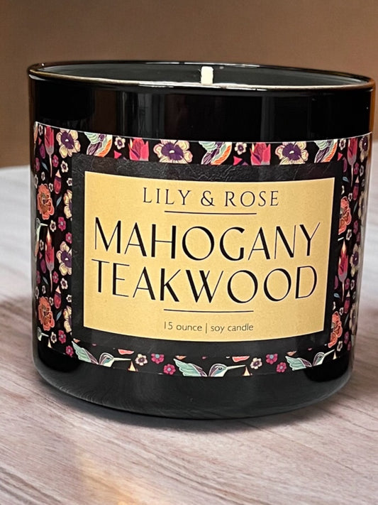 Mahogany Teakwood |15oz soy candle - LILY & ROSE 