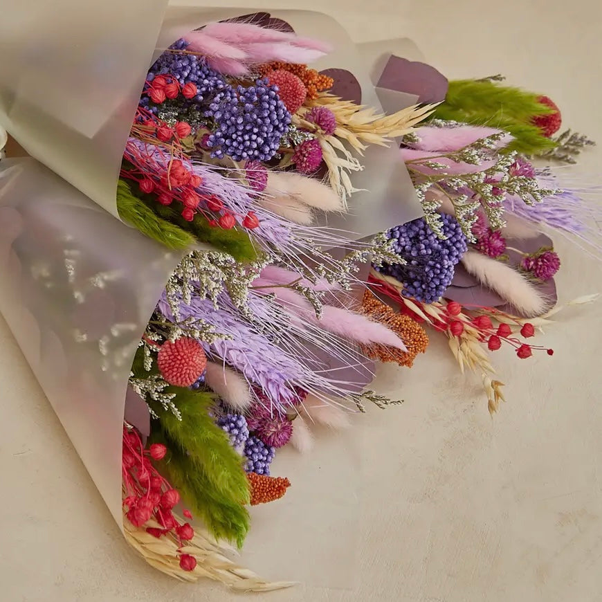 Multi Color Dried Floral Bouquet_Multi 14"