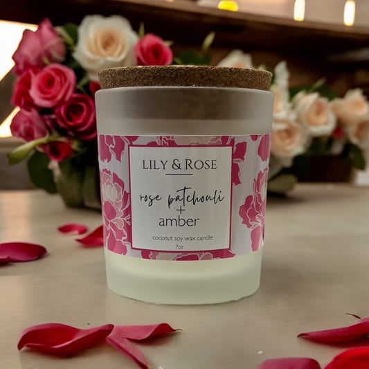 Rose Patchouli + Amber _7oz Soy Candle