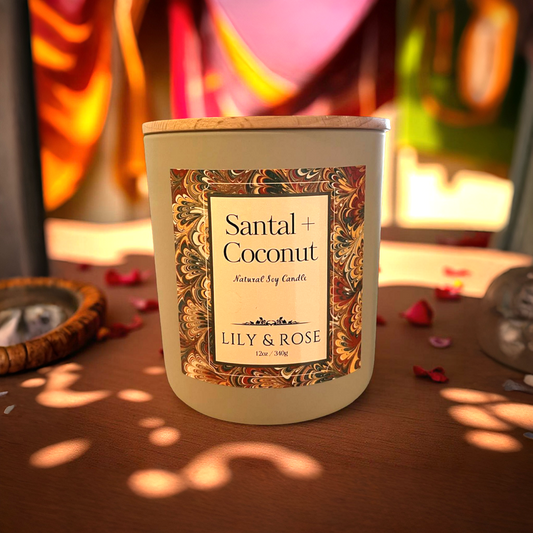 NEW!! Santal + Coconut_Natural Soy Candle_12oz_2-wick