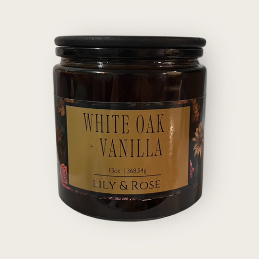 White Oak + Vanilla | 13oz Coconut Soy Blend | Black Lid